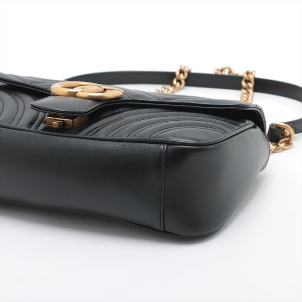 Gucci Black Leather GG Marmont Medium Shoulder Bag [Clearance Sale]