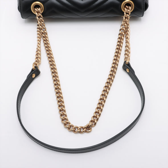Gucci Black Leather GG Marmont Medium Shoulder Bag [Clearance Sale]