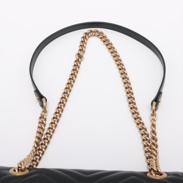 Gucci Black Leather GG Marmont Medium Shoulder Bag [Clearance Sale]