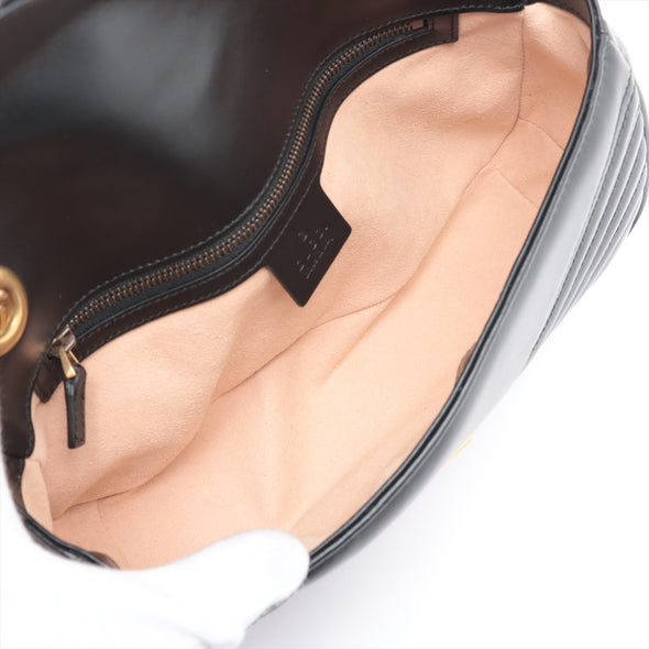 Gucci Black Leather GG Marmont Medium Shoulder Bag [Clearance Sale]