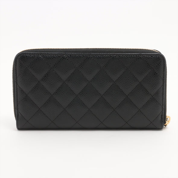 Chanel Black Caviar Leather Classic Zipped Wallet [Clearance Sale]