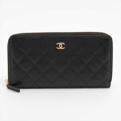 Chanel Black Caviar Leather Classic Zipped Wallet [Clearance Sale]