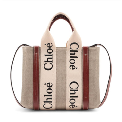 Chloe Brown Beige Canvas Small Woody Tote Bag [Clearance Sale]