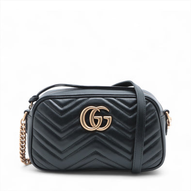 Gucci Black Leather GG Marmont Small Camera Bag [Clearance Sale]