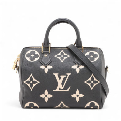 Louis Vuitton Black Beige Bicolor Monogram Empreinte Leather Speedy Bandouliere 25  [Clearance Sale]