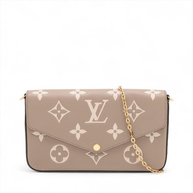 Louis Vuitton Tourterelle Bicolor Monogram Empreinte Leather Felicie Pochette [Clearance Sale]
