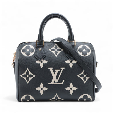 Louis Vuitton Black Beige Bicolor Monogram Empreinte Leather Speedy Bandouliere 25 [Clearance Sale]