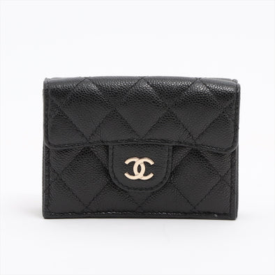 Chanel Black Caviar Leather Small Flap Wallet [Clearance Sale]