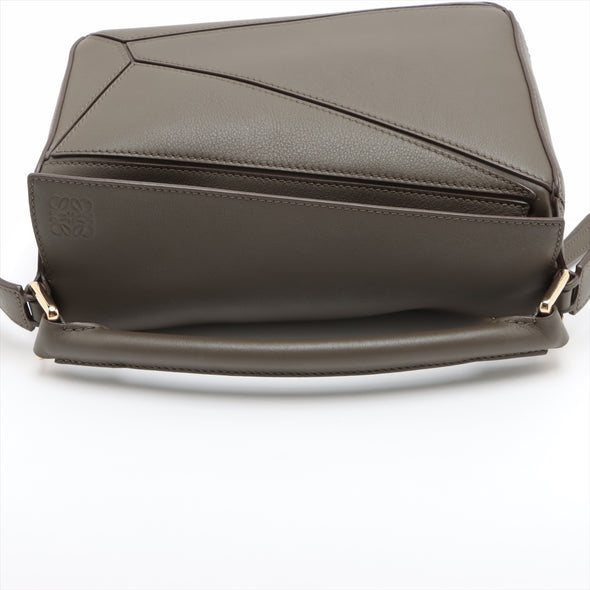 Loewe Khaki Leather Small Puzzle Bag [Clearance Sale]