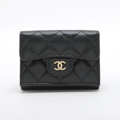 Chanel Black Caviar Leather Small Flap Wallet [Clearance Sale]