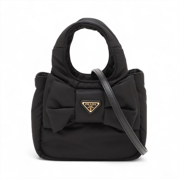 Prada Nero Padded Re-Nylon Mini Bag With Bow  [Clearance Sale]