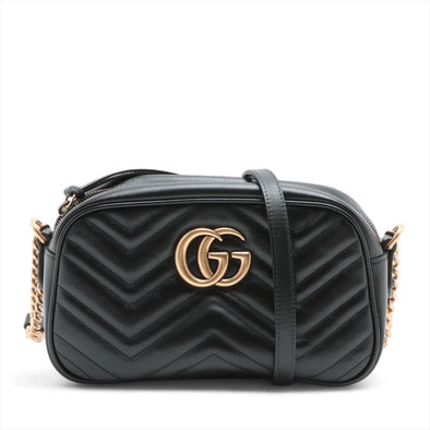 Gucci Black Leather GG Marmont Small Camera Bag [Clearance Sale]
