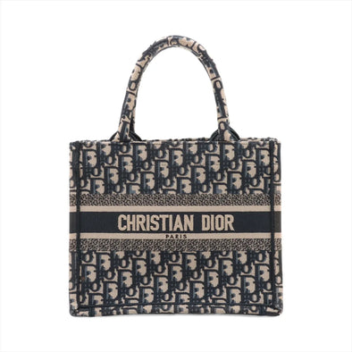 Christian Dior Blue Dior Oblique Embroidery Medium Book Tote [Clearance Sale]
