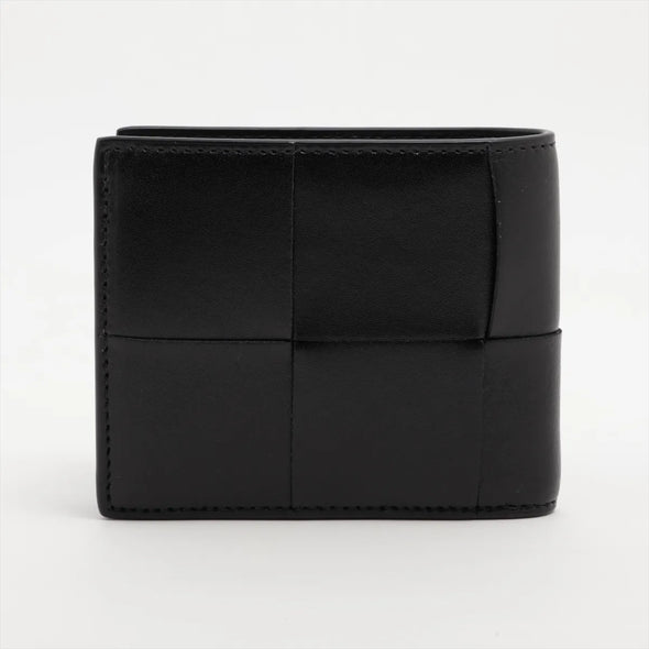 Bottega Veneta Black Intrecciato Leather Cassette Bi-Fold Wallet With Coin Purse  [Clearance Sale]