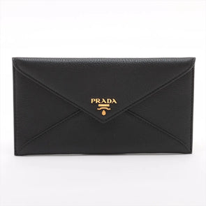 Prada Nero Vitello Grained Leather Envelope Wallet [Clearance Sale]