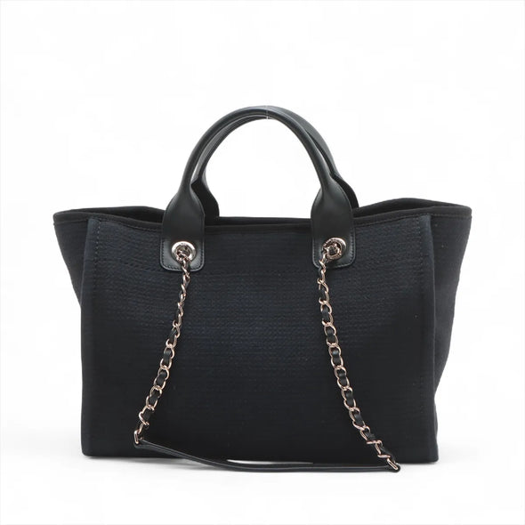 Black Deauville MM Shopping Tote