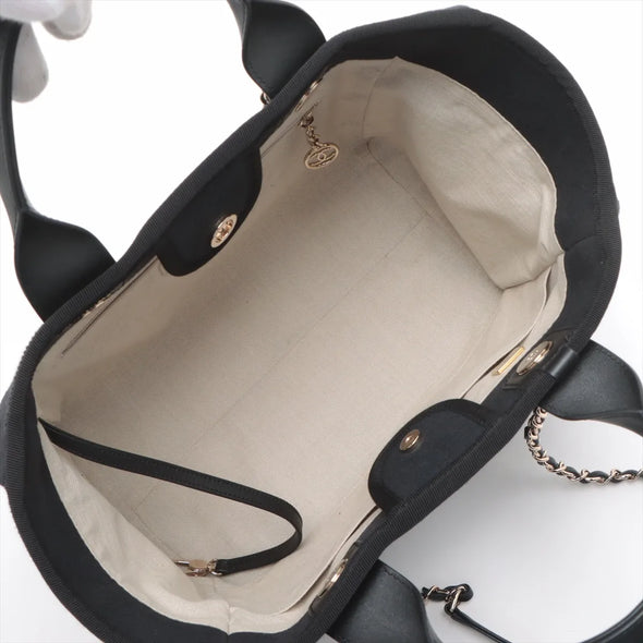 Black Deauville MM Shopping Tote