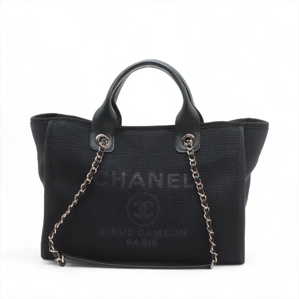 Black Deauville MM Shopping Tote