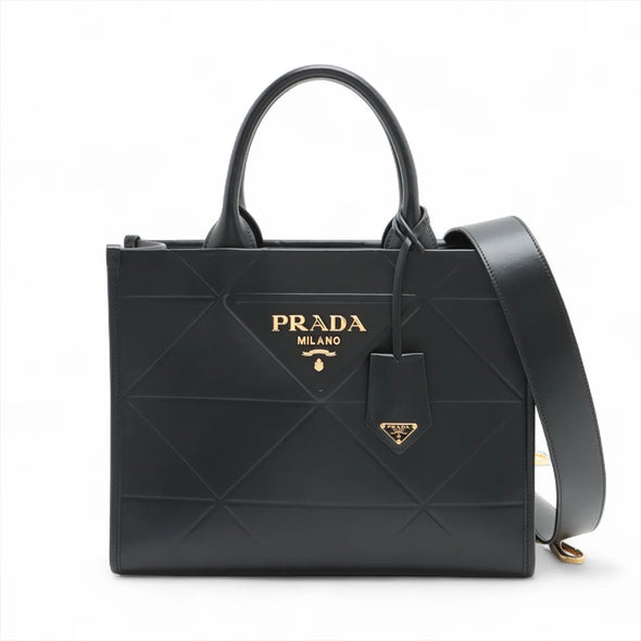 Prada Black Leather Symbole Shopping Bag [Clearance Sale]