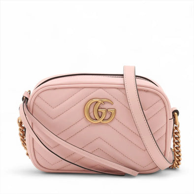 Gucci Pink Leather GG Marmont Small Shoulder Bag [Clearance Sale]