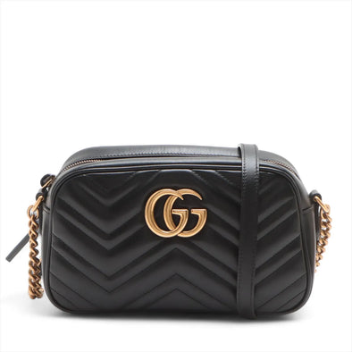 Gucci Black Leather GG Marmont Small Shoulder Bag [Clearance Sale]