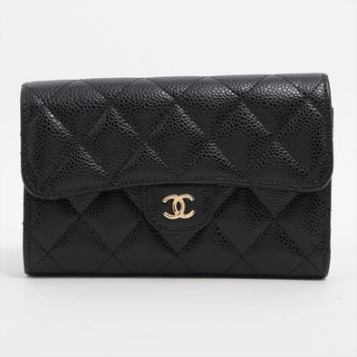 Chanel Black Caviar Compact Wallet [Clearance Sale]