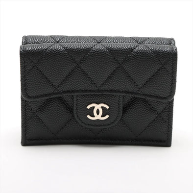 Chanel Black Caviar Compact Wallet [Clearance Sale]