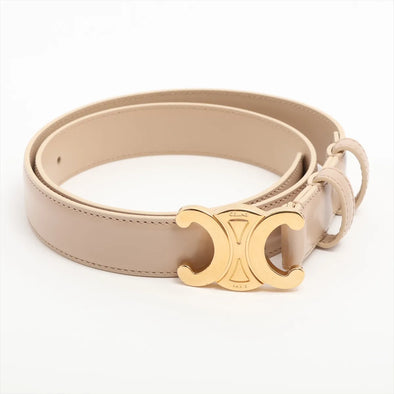 Celine Beige Taurillon Leather Triomphe Medium Belt [Clearance Sale]