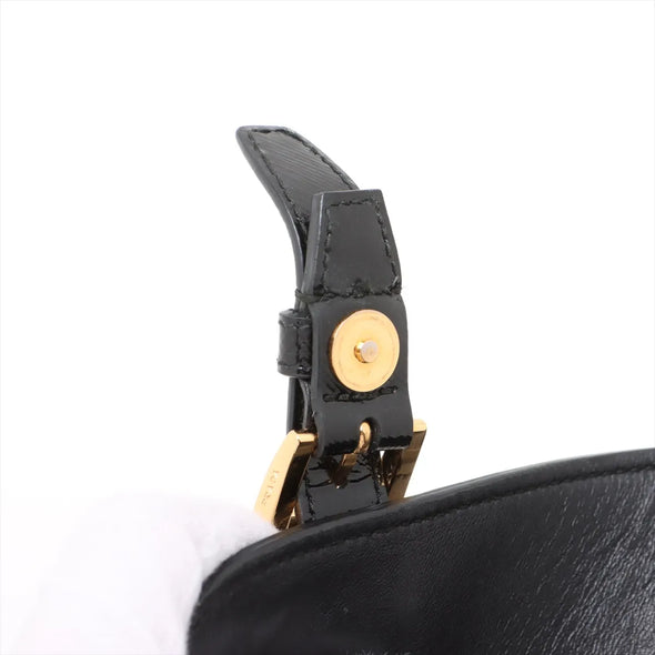 Prada Black Patent Saffiano Calfskin Leather Shoulder Bag [Clearance Sale]