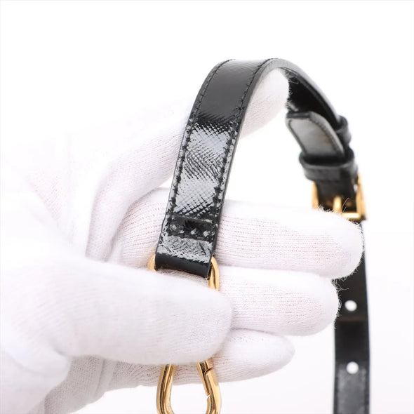 Prada Black Patent Saffiano Calfskin Leather Shoulder Bag [Clearance Sale]