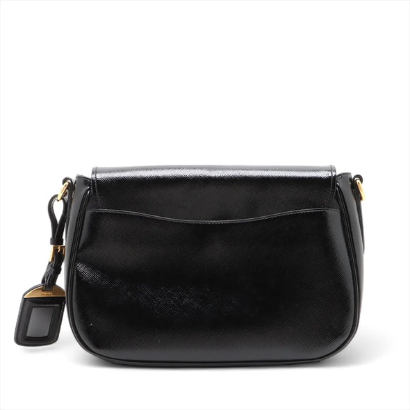 Prada Black Patent Saffiano Calfskin Leather Shoulder Bag [Clearance Sale]