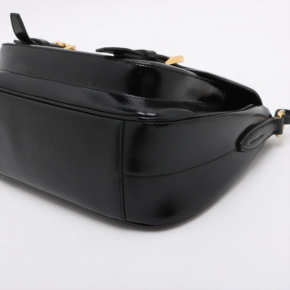 Prada Black Patent Saffiano Calfskin Leather Shoulder Bag [Clearance Sale]