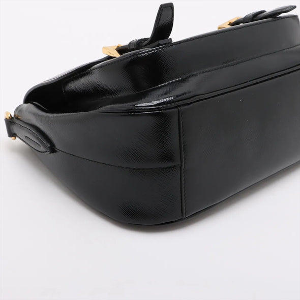 Prada Black Patent Saffiano Calfskin Leather Shoulder Bag [Clearance Sale]