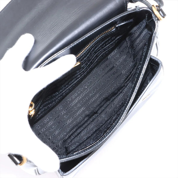 Prada Black Patent Saffiano Calfskin Leather Shoulder Bag [Clearance Sale]
