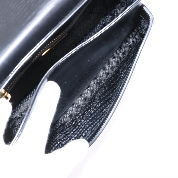Prada Black Patent Saffiano Calfskin Leather Shoulder Bag [Clearance Sale]