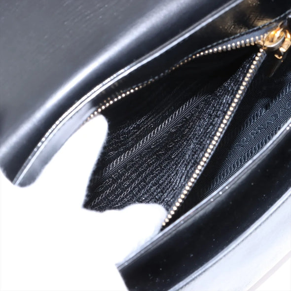 Prada Black Patent Saffiano Calfskin Leather Shoulder Bag [Clearance Sale]
