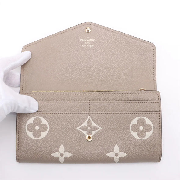 Louis Vuitton Tourterelle Bicolor Monogram Empreinte Leather Sarah Wallet [Clearance Sale]
