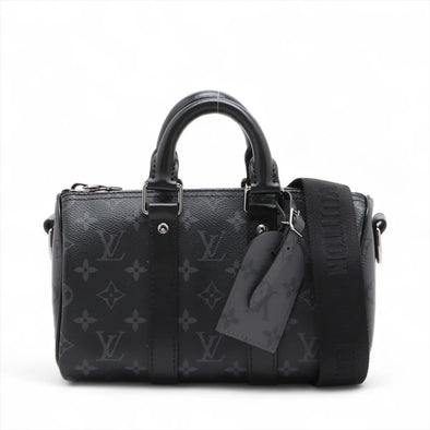 Black Monogram Eclipse Keepall Bandouliere 25