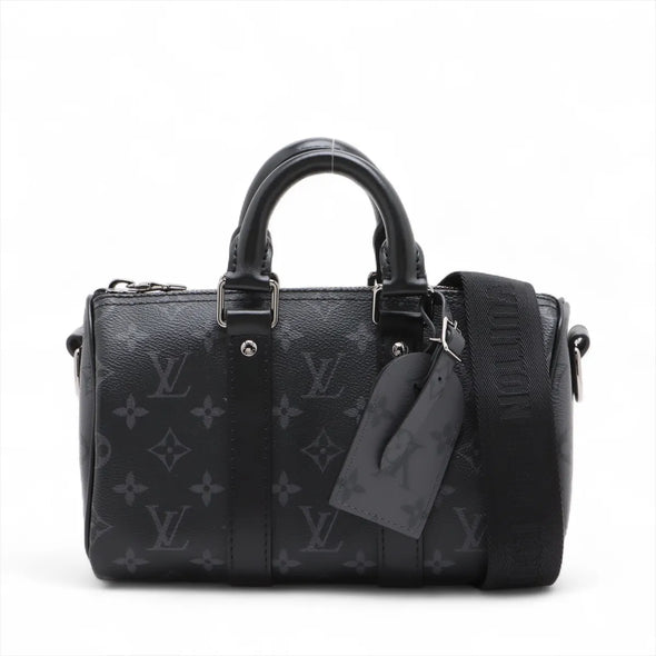 Black Monogram Eclipse Keepall Bandouliere 25