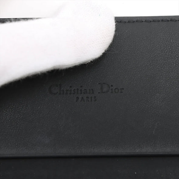 Christian Dior Black Cannage Lambskin Leather Mini Lady Dior Gardenia Wallet [Clearance Sale]
