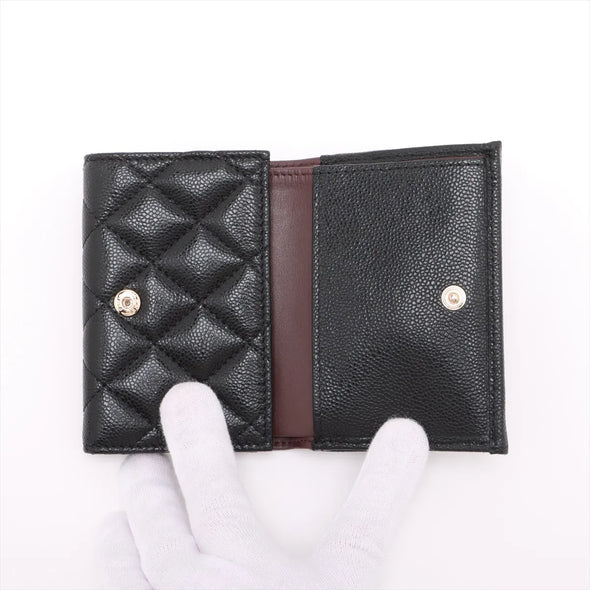 Chanel Black Caviar Calfskin Compact Wallet  [Clearance Sale]