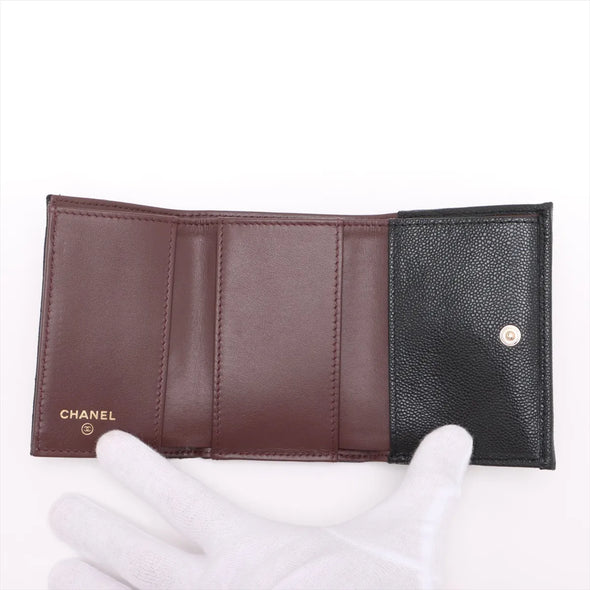 Chanel Black Caviar Calfskin Compact Wallet  [Clearance Sale]