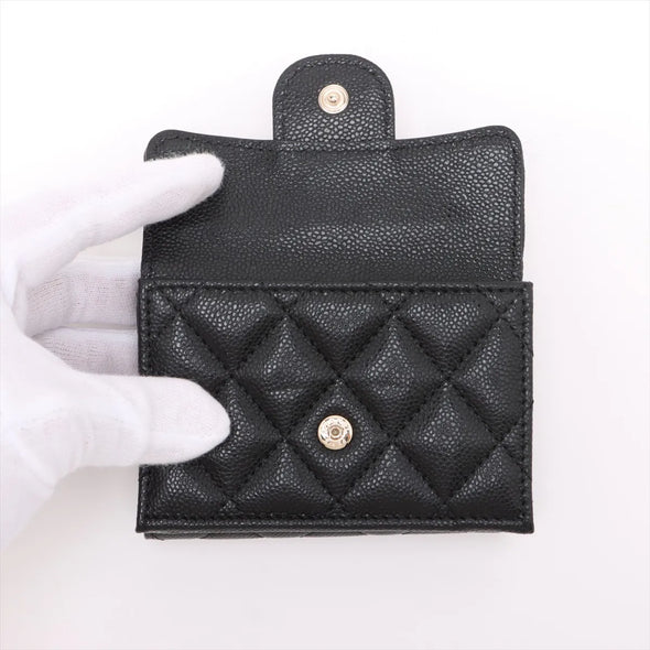 Chanel Black Caviar Calfskin Compact Wallet  [Clearance Sale]