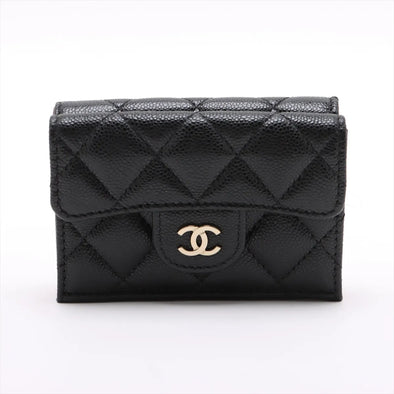 Chanel Black Caviar Calfskin Compact Wallet  [Clearance Sale]