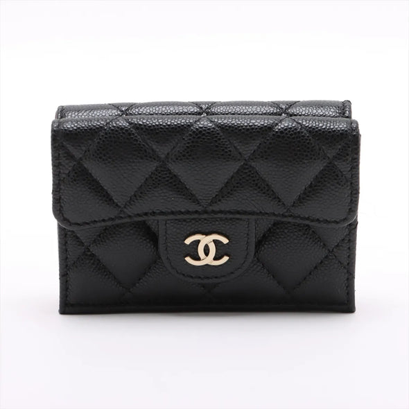 Chanel Black Caviar Calfskin Compact Wallet  [Clearance Sale]