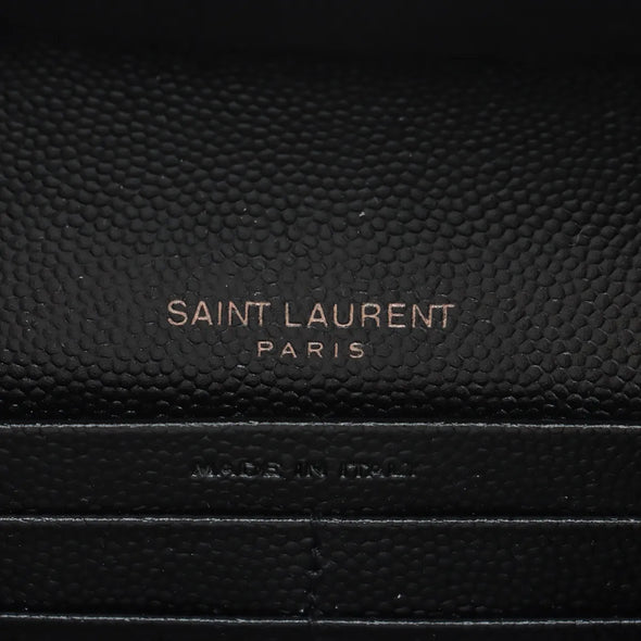 Saint Laurent Black Matelasse Grained Leather Cassandre Large Flap Wallet [Clearance Sale]
