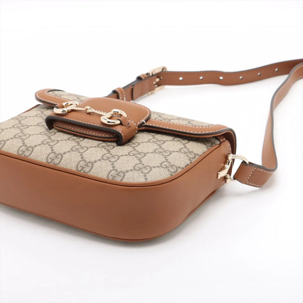 Gucci GG Monogram Coated Canvas Gucci Horsebit 1955 Soft Small Shoulder Bag [Clearance Sale]