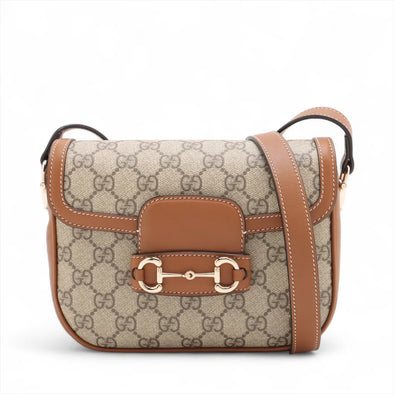 Gucci GG Monogram Coated Canvas Gucci Horsebit 1955 Soft Small Shoulder Bag [Clearance Sale]