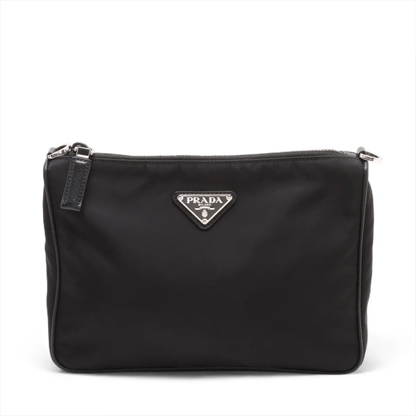 Prada Black Re-Nylon and Saffiano Leather Shoulder Bag [Clearance Sale]