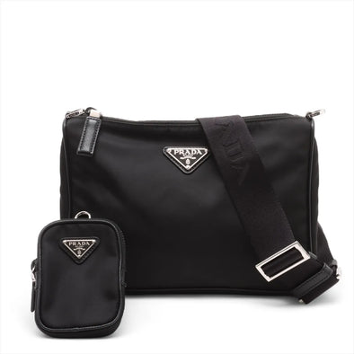 Prada Black Re-Nylon and Saffiano Leather Shoulder Bag [Clearance Sale]